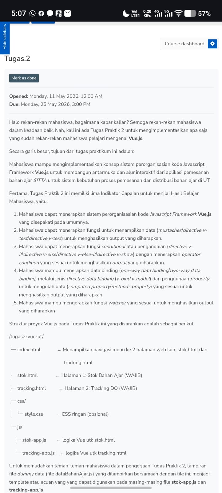 membuat tugas UT vue js